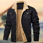 Aaron | Herren Button-Down-Jacke mit Sherpa-Kragen, locker geschnittene Herbstjacke | Nomadnts | Black