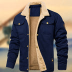 Aaron | Herren Button-Down-Jacke mit Sherpa-Kragen, locker geschnittene Herbstjacke | Nomadnts | Navy