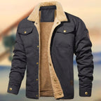 Aaron | Herren Button-Down-Jacke mit Sherpa-Kragen, locker geschnittene Herbstjacke | Nomadnts | Gray