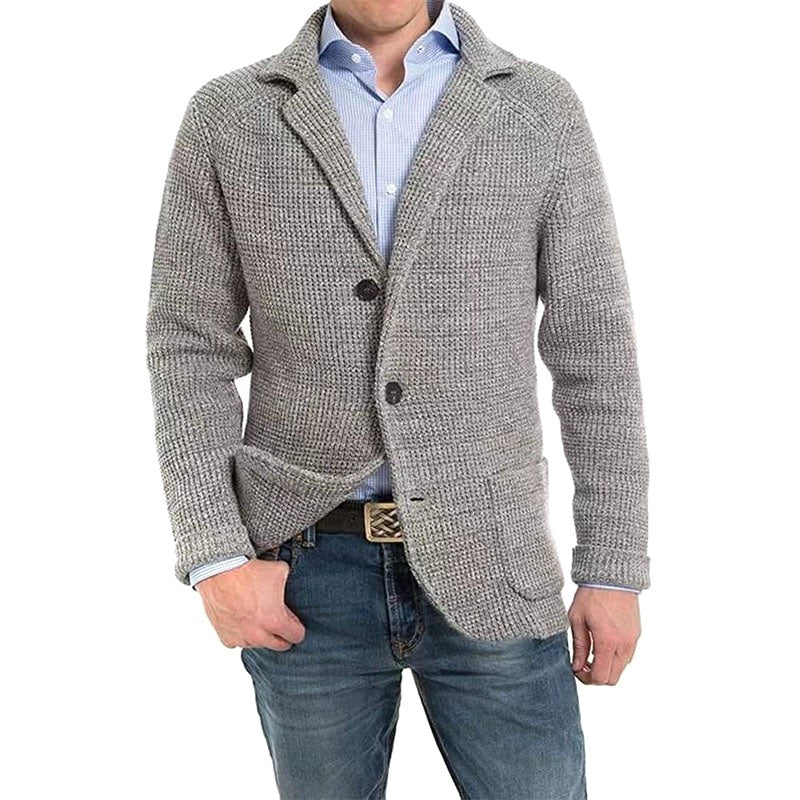 Achim | Herrenstrickjacke mit eleganter Schnittform, Tailored Cardigan | Nomad NTS | Light Gray