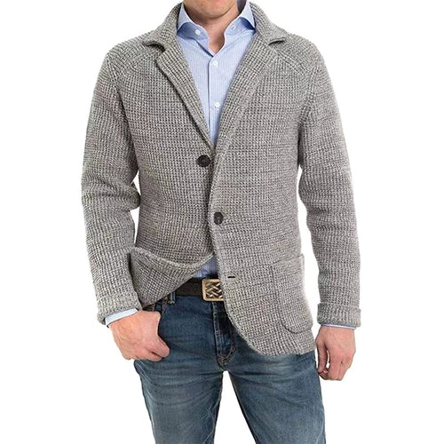Achim | Herrenstrickjacke mit eleganter Schnittform, Tailored Cardigan | Nomad NTS | Light Gray
