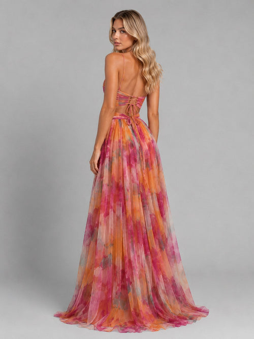 Ada | Damen Blumen-Maxikleid mit V-Ausschnitt, fließende Silhouette Abendkleid | Nomadnts | Green