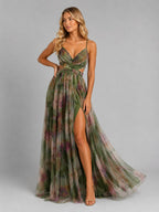 Ada | Damen Blumen-Maxikleid mit V-Ausschnitt, fließende Silhouette Abendkleid | Nomadnts | Purple