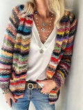 Adele | Damen offener gestreifter Strick-Cardigan, langärmeliger Lagenlook-Cardigan | Nomadnts | Multi