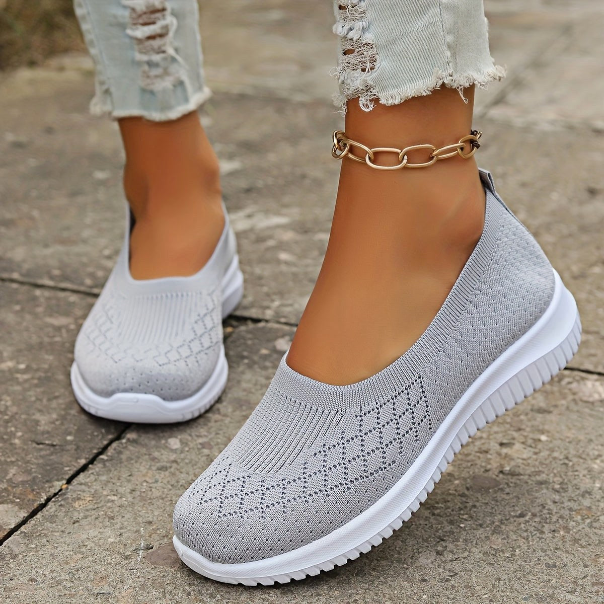 Adeline | Damen orthopädische Slip-On-Sneaker, leichte Komfortschuhe | Nomadnts | Gray