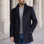 Aiden | Langer Herren-Wintermantel im klassischen Schnitt, eleganter Herbstmantel | Nomadnts | Marineblau