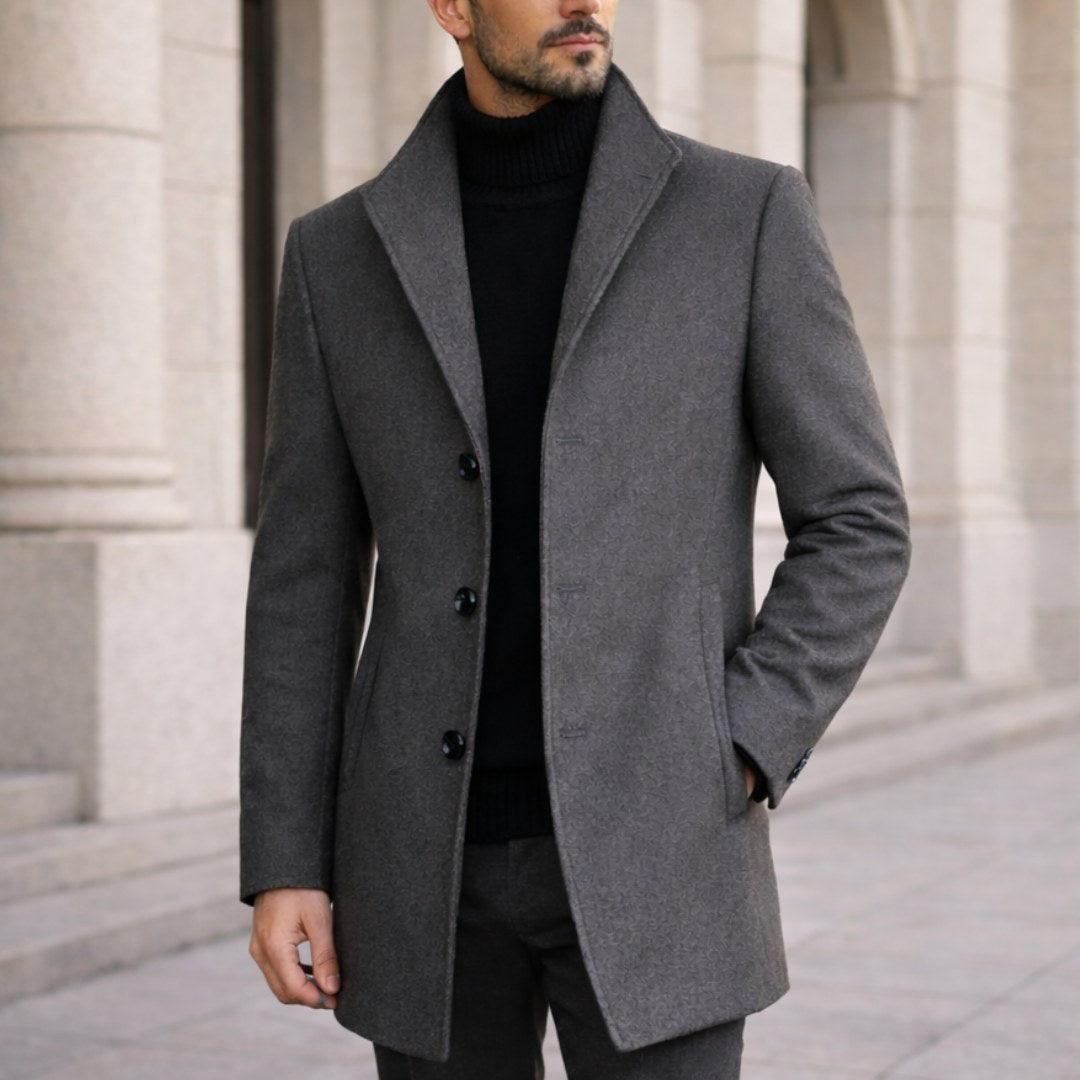 Aiden | Langer Herren-Wintermantel im klassischen Schnitt, eleganter Herbstmantel | Nomadnts | Grau