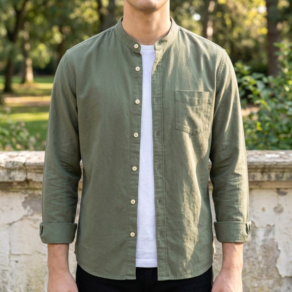Alex | Herren langärmeliges Baumwollmix-Hemd, tailliert geschnittenes Button-Up-Hemd | Nomadnts | Nomadnts