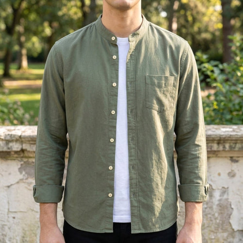 Alex | Herren langärmeliges Baumwollmix-Hemd, tailliert geschnittenes Button-Up-Hemd | Nomadnts | Nomadnts