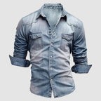 Alexander | Herren Jeanshemd Langarm mit Vintage Used-Look, Denim Langarmhemd | Nomad NTS | Hellblau