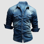 Alexander | Herren Jeanshemd Langarm mit Vintage Used-Look, Denim Langarmhemd | Nomad NTS | Dunkelgrau