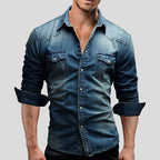 Alexander | Herren Jeanshemd Langarm mit Vintage Used-Look, Denim Langarmhemd | Nomad NTS
