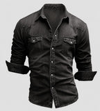 Alexander | Herren Jeanshemd Langarm mit Vintage Used-Look, Denim Langarmhemd | Nomad NTS