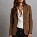 Amandine | Damen Wildleder-Blazer mit Reverskragen, Jacke mit aufgesetzten Taschen | Nomadnts | Brown