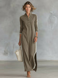 Amelie | Damen Sweatshirt-Maxikleid mit Kragen, Button-Down-Midikleid | Nomadnts | Nomadnts