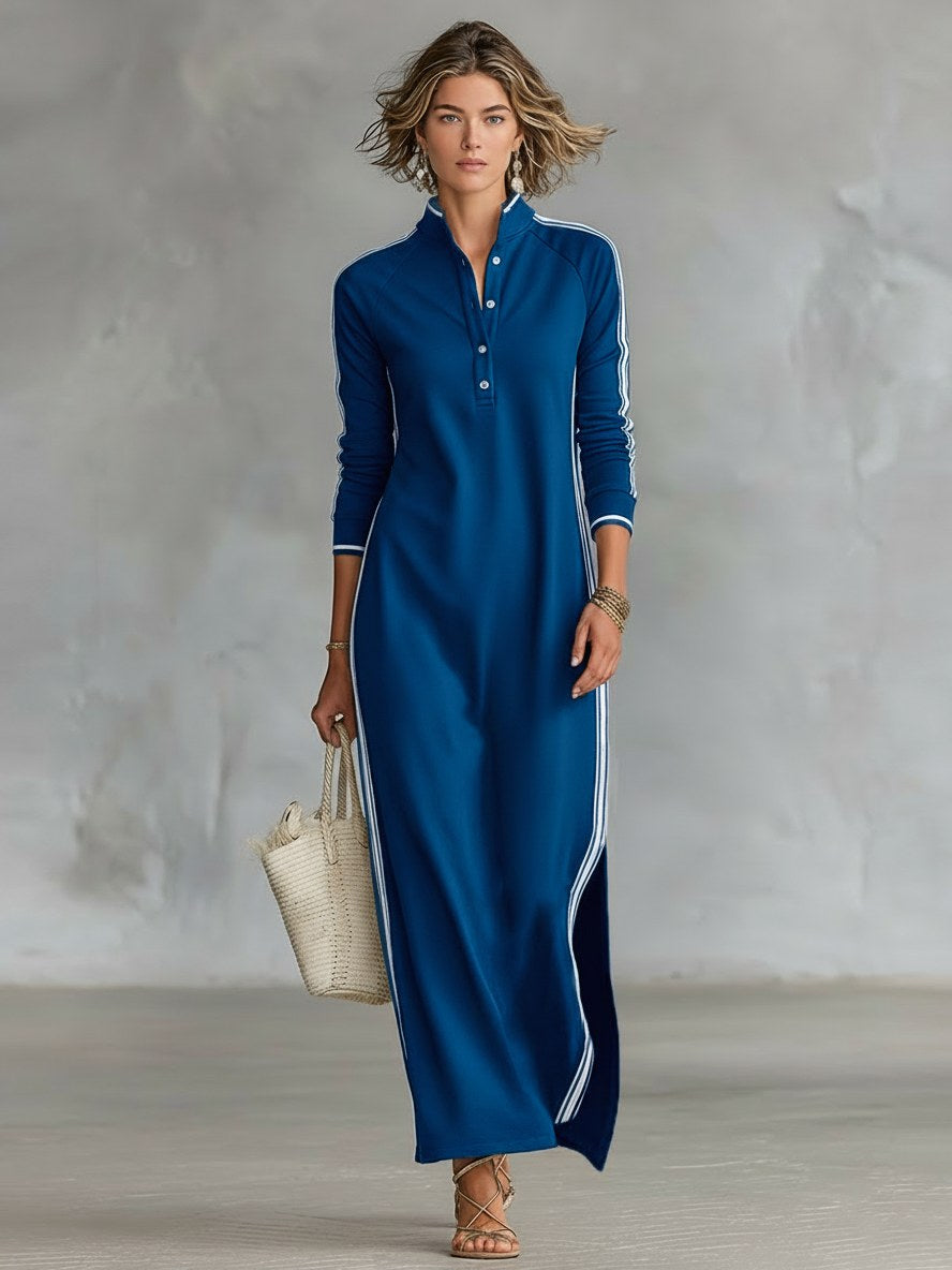Amelie | Damen Sweatshirt-Maxikleid mit Kragen, Button-Down-Midikleid | Nomadnts | Nomadnts