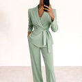 Amelie | Damen tailliert geschnittener Blazer-Anzug mit Bindegürtel, strukturierter Zweiteiler | Nomadnts | Nomadnts