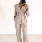 Amelie | Damen tailliert geschnittener Blazer-Anzug mit Bindegürtel, strukturierter Zweiteiler | Nomadnts | Nomadnts
