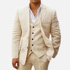 Andreas | Herren Dreiteiler Anzug mit klassischem Sakko, Weste und Hose, Eleganter Anzug | Nomad NTS | Beige