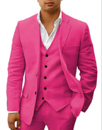 Andreas | Herren Dreiteiler Anzug mit klassischem Sakko, Weste und Hose, Eleganter Anzug | Nomad NTS | Rosa-rot