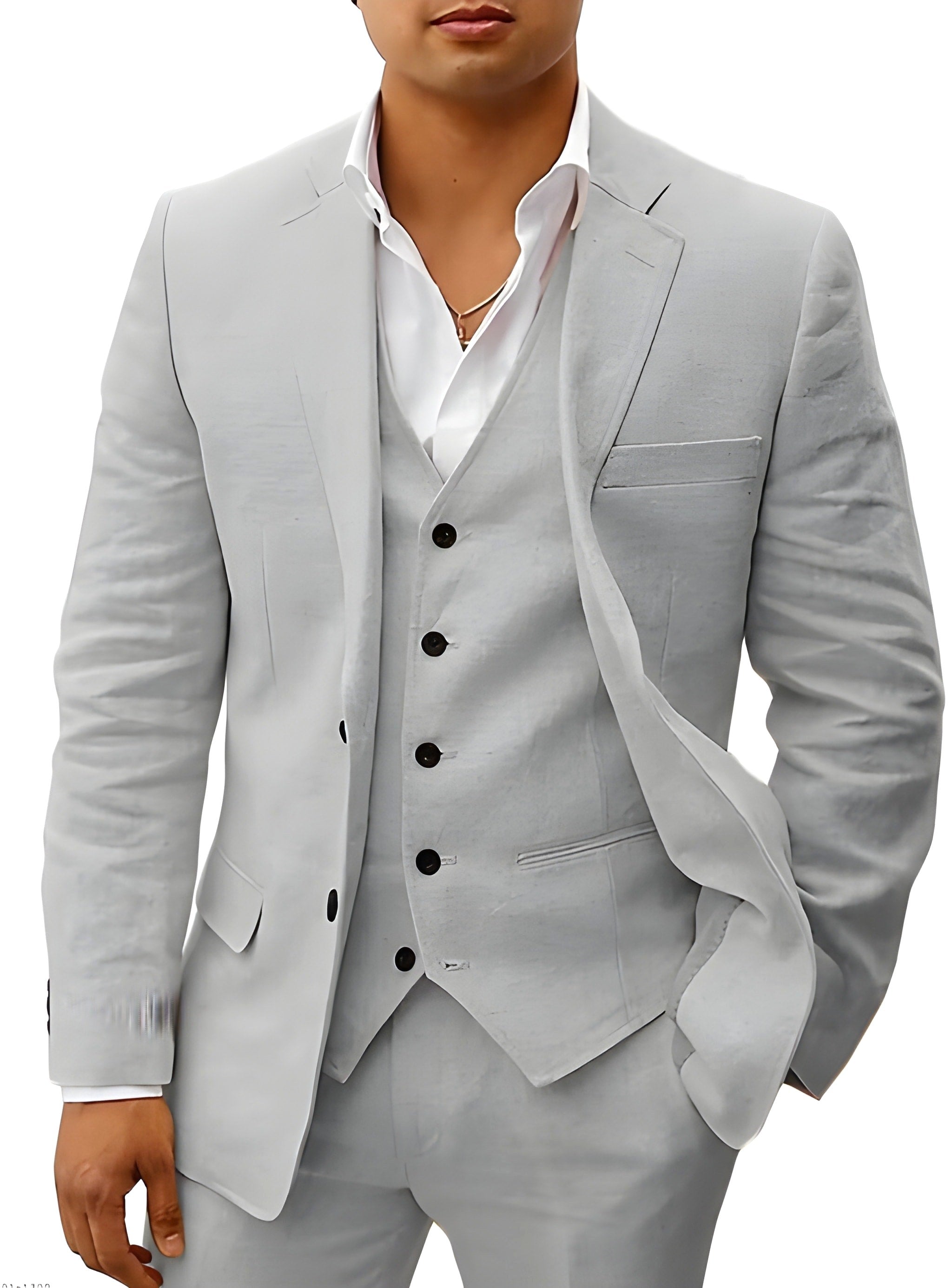 Andreas | Herren Dreiteiler Anzug mit klassischem Sakko, Weste und Hose, Eleganter Anzug | Nomad NTS | Grau