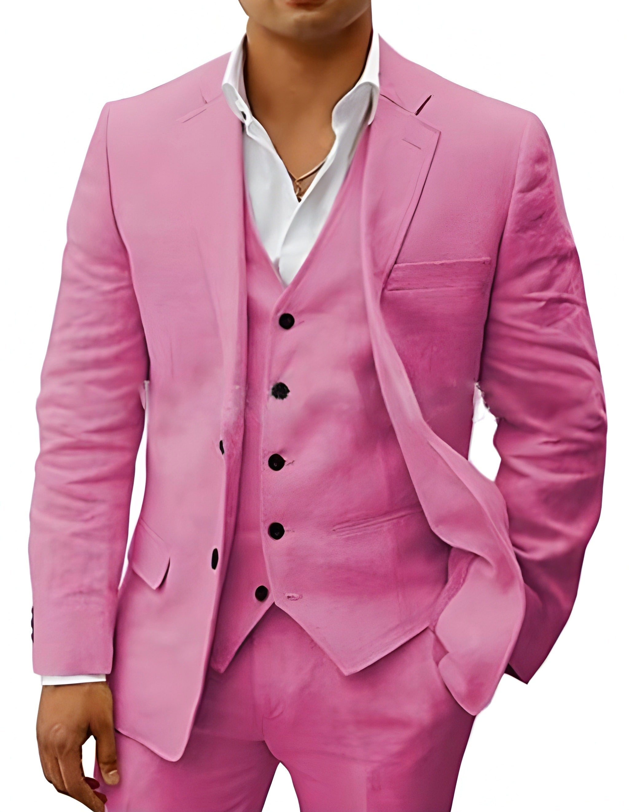 Andreas | Herren Dreiteiler Anzug mit klassischem Sakko, Weste und Hose, Eleganter Anzug | Nomad NTS | Rosa
