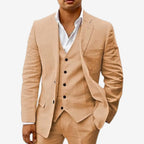Andreas | Herren Dreiteiler Anzug mit klassischem Sakko, Weste und Hose, Eleganter Anzug | Nomad NTS | Khaki