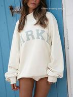 Annabelle | Damen Oversized Varsity-Sweatshirt, Chenille-Schriftzug Rundhalspullover | Nomadnts | Nomadnts