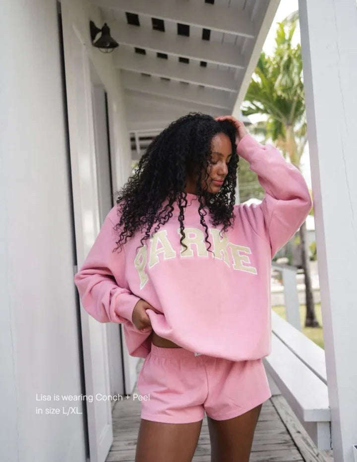 Annabelle | Damen Oversized Varsity-Sweatshirt, Chenille-Schriftzug Rundhalspullover | Nomadnts | Nomadnts