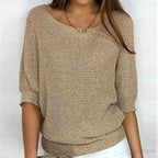 Annelie | Damen-Pullover mit V-Ausschnitt und Halbärmeln, Leichter Strickpullover | Nomad NTS | Beige