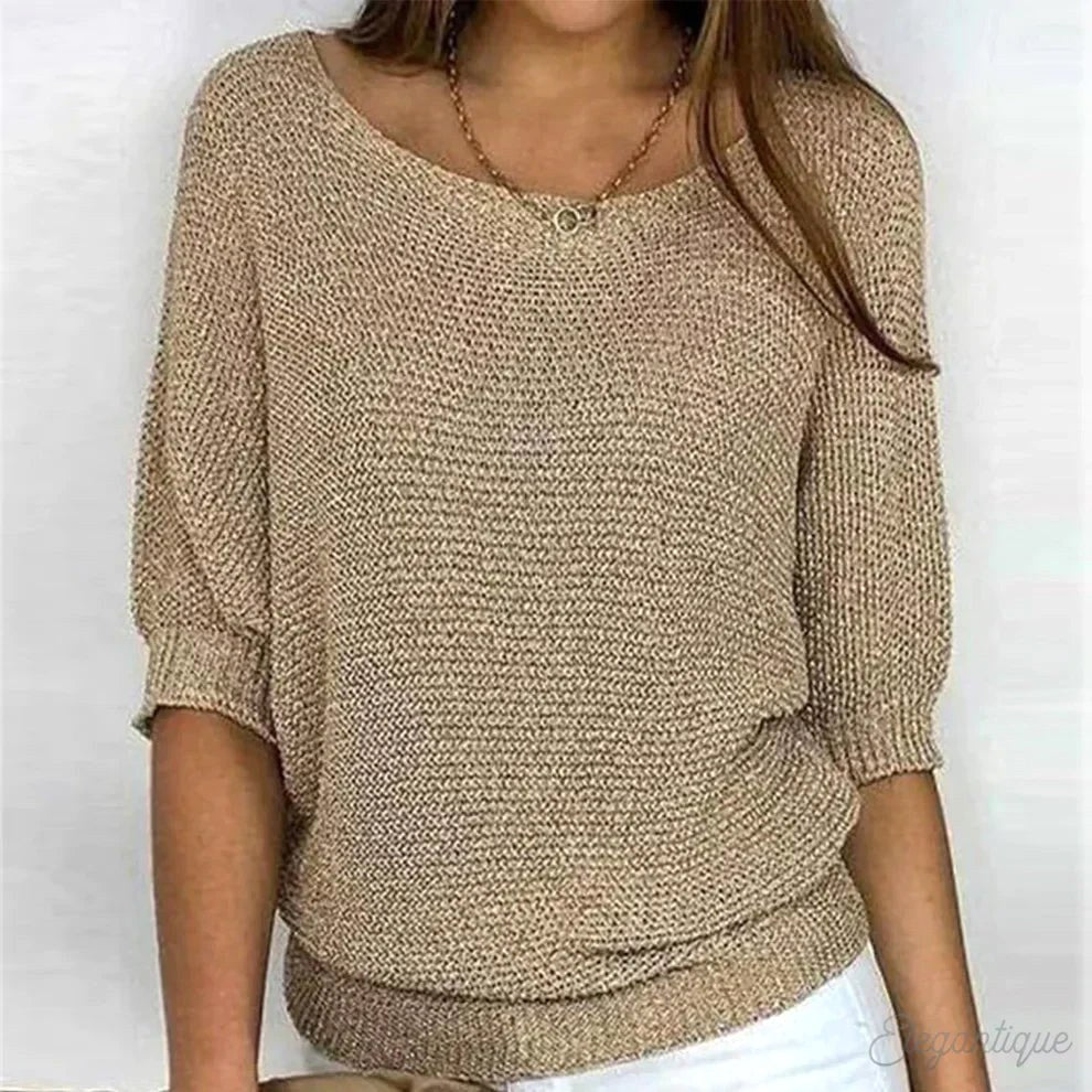 Annelie | Damen-Pullover mit V-Ausschnitt und Halbärmeln, Leichter Strickpullover | Nomad NTS | Beige