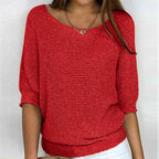 Annelie | Damen-Pullover mit V-Ausschnitt und Halbärmeln, Leichter Strickpullover | Nomad NTS | Rot