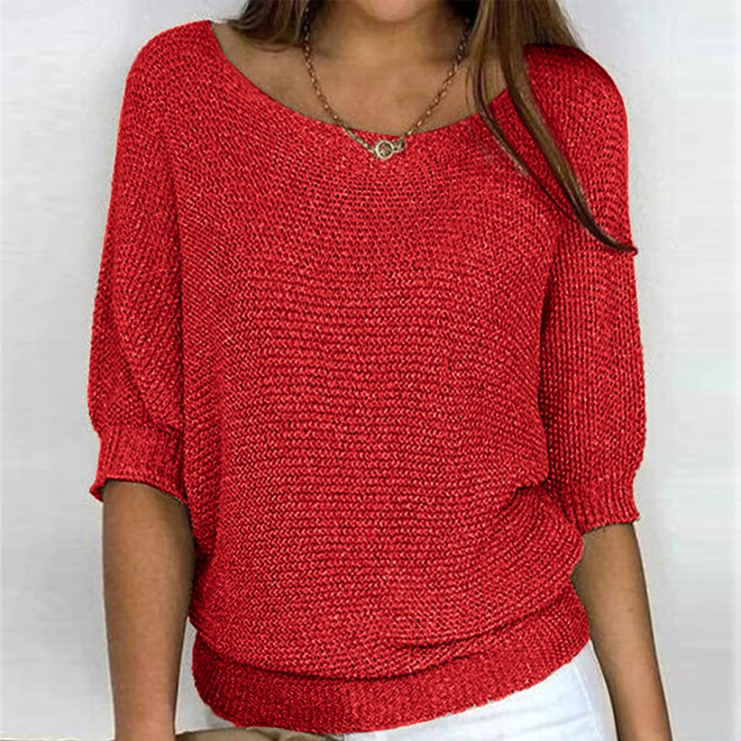 Annelie | Damen-Pullover mit V-Ausschnitt und Halbärmeln, Leichter Strickpullover | Nomad NTS | Rot