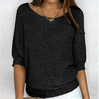 Annelie | Damen-Pullover mit V-Ausschnitt und Halbärmeln, Leichter Strickpullover | Nomad NTS | Schwarz