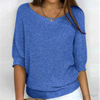Annelie | Damen-Pullover mit V-Ausschnitt und Halbärmeln, Leichter Strickpullover | Nomad NTS | Blau