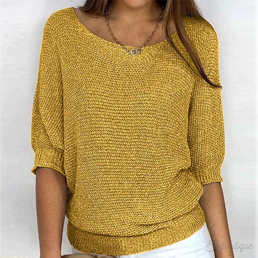 Annelie | Damen-Pullover mit V-Ausschnitt und Halbärmeln, Leichter Strickpullover | Nomad NTS | Gelb