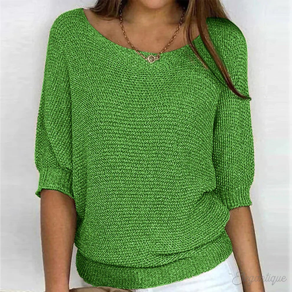 Annelie | Damen-Pullover mit V-Ausschnitt und Halbärmeln, Leichter Strickpullover | Nomad NTS | Grün
