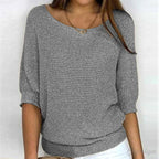 Annelie | Damen-Pullover mit V-Ausschnitt und Halbärmeln, Leichter Strickpullover | Nomad NTS | Grau
