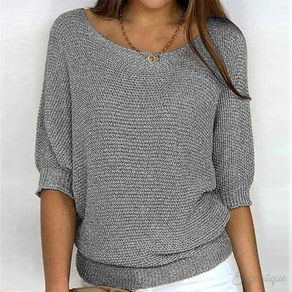 Annelie | Damen-Pullover mit V-Ausschnitt und Halbärmeln, Leichter Strickpullover | Nomad NTS | Grau