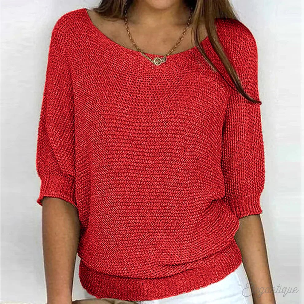 Annelie | Damen-Pullover mit V-Ausschnitt und Halbärmeln, Leichter Strickpullover | Nomad NTS