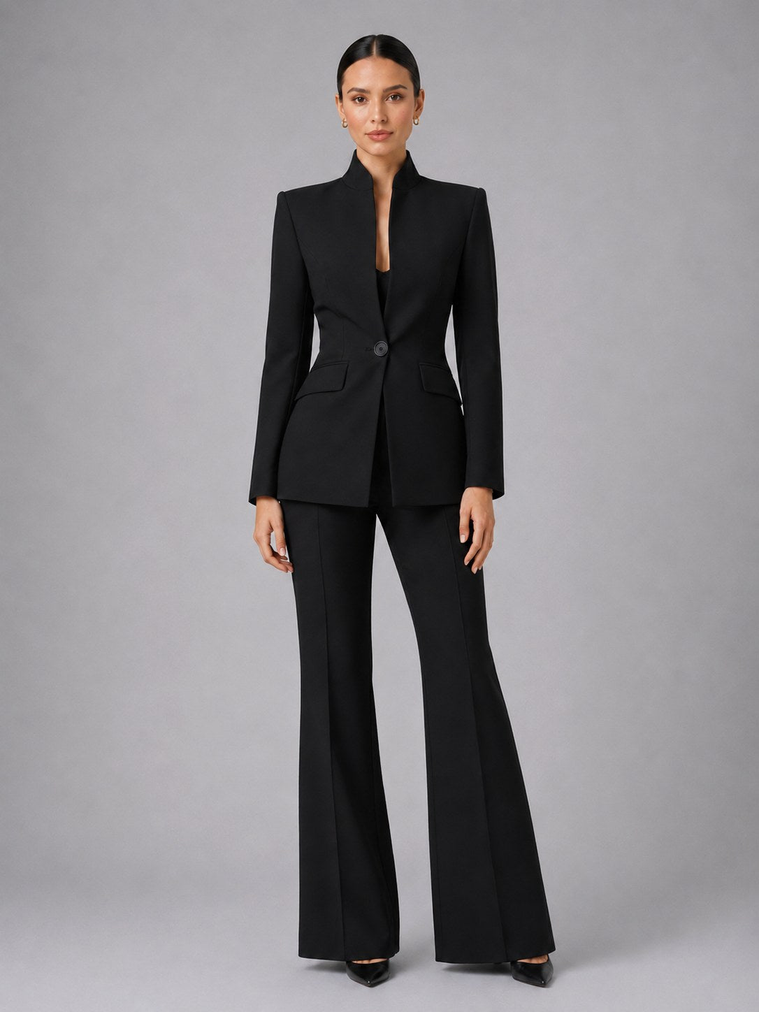 Annie | Damen tailliert geschnittener Blazer- und Hosenanzug, eleganter Zweiteiler | Nomadnts | Black