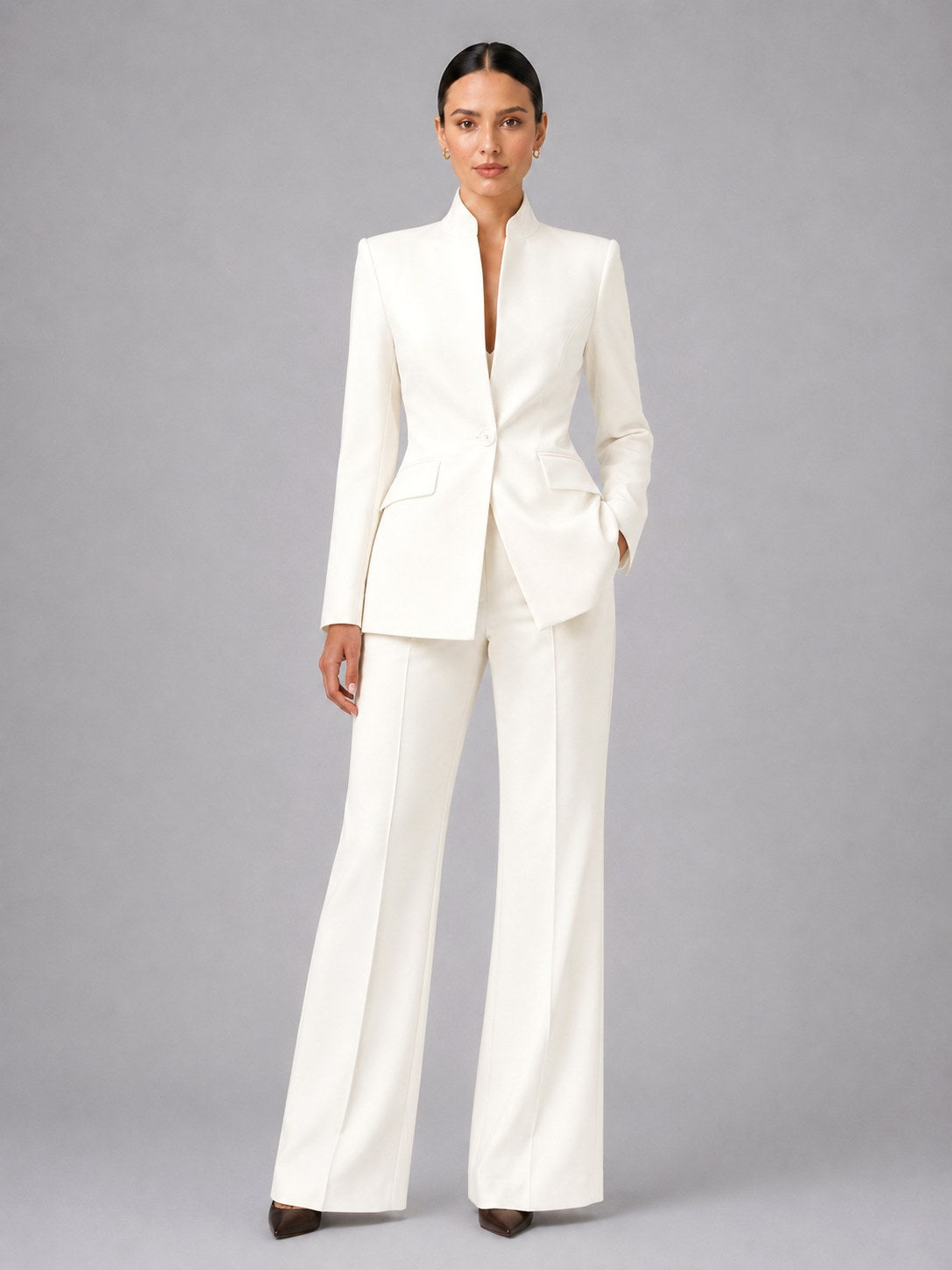 Annie | Damen tailliert geschnittener Blazer- und Hosenanzug, eleganter Zweiteiler | Nomadnts | Navy