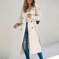 Anouk | Damen langer Trenchcoat, klassischer zweireihiger Mantel | Nomadnts | Nomadnts
