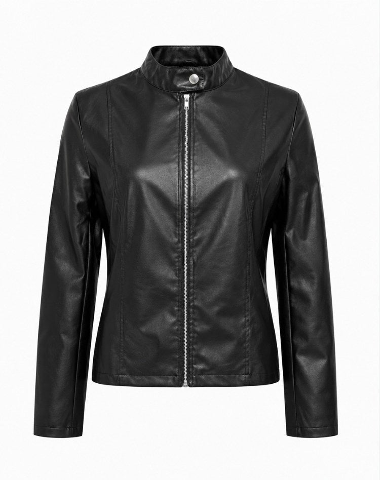 Arabella | Damen tailliert geschnittene Lederjacke mit Reißverschluss, klassische Lederjacke | Nomadnts | Nomadnts