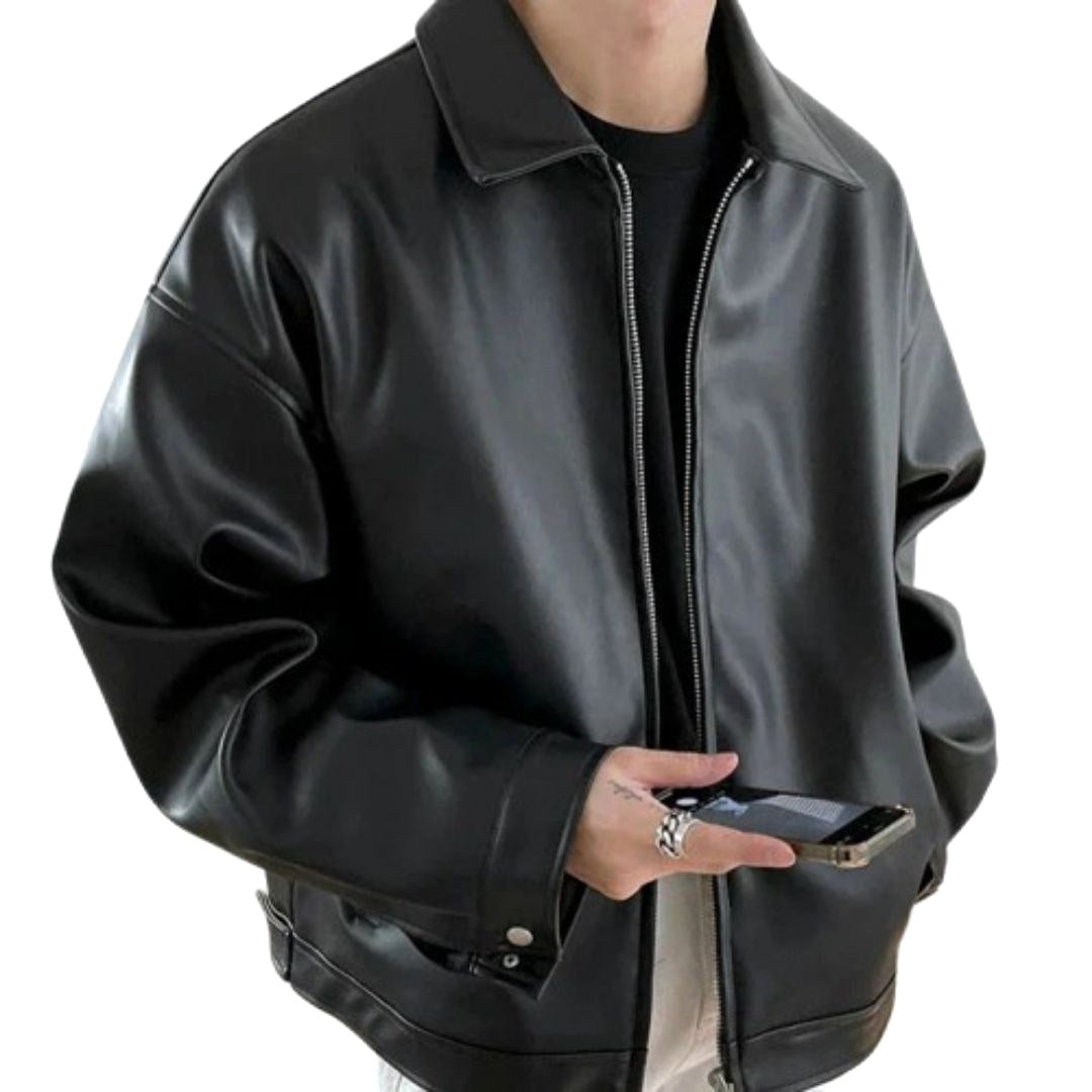 Archie | Herren oversized Leder-Bomberjacke, Street-Style-Jacke | Nomadnts | Black