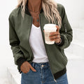Ariane | Damen klassische Bomberjacke mit Reißverschluss, schlanke leichte Jacke | Nomadnts | Army green