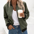 Ariane | Damen klassische Bomberjacke mit Reißverschluss, schlanke leichte Jacke | Nomadnts | Army green