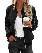 Ariane | Damen klassische Bomberjacke mit Reißverschluss, schlanke leichte Jacke | Nomadnts | Black