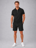 Ashley | Herren Poloshirt-Set mit Reißverschluss und Shorts, lockerer Zweiteiler | Nomadnts | Nomadnts