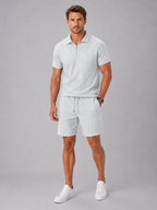 Ashley | Herren Poloshirt-Set mit Reißverschluss und Shorts, lockerer Zweiteiler | Nomadnts | Nomadnts